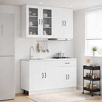 vidaXL Köksenhet LUCCA 4 pcs Vit högglans Konstruerat trä