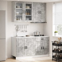 vidaXL Köksenhet PORTO 4 pcs Betonggrå Konstruerat trä