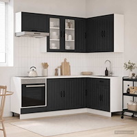 vidaXL Köksenhet LUCCA 8 pcs Svart Konstruerat trä