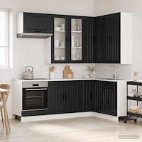 vidaXL Köksenhet LUCCA 8 pcs Svart Konstruerat trä