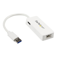 StarTech.com Startech USB 3.0 to Gigabit Ethernet Adapter NIC w/ USB Port (White) - USB 3.0 NIC - 10/100/1000 Mbps USB 3.0 LAN Adapte...