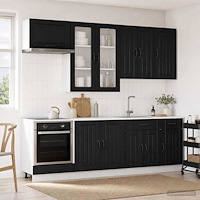 vidaXL Köksenhet LUCCA 8 pcs Svart Konstruerat trä