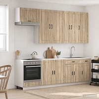 vidaXL Köksenhet PORTO 8 pcs Sonoma-ek Konstruerat trä