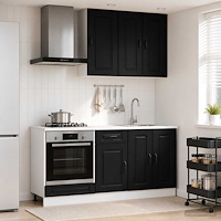 vidaXL Köksenhet KALMAR 5 pcs Svart Konstruerat trä