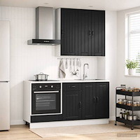 vidaXL Köksenhet LUCCA 5 pcs Svart Konstruerat trä