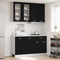 vidaXL Köksenhet LYON 4 pcs Svart ek Konstruerat trä