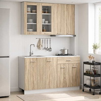 vidaXL Köksenhet LYON 4 pcs Sonoma-ek Konstruerat trä
