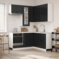 vidaXL Köksenhet KALMAR 8 pcs Svart Konstruerat trä