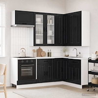 vidaXL Köksenhet KALMAR 8 pcs Svart Konstruerat trä