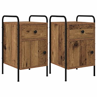 vidaXL Nattduksbord 2 st Gammalt trä 35 x 36,5 x 61 cm Konstruerat trä