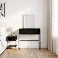 vidaXL Smyckebord med hylla med lagring Svart ek Konstruerat trä