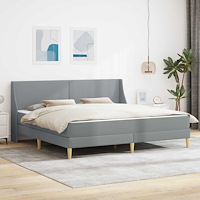 vidaXL Sängram med madrass med huvudgavel Ljusgrå 180 x 200 cm tyg