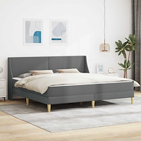vidaXL Sängram med madrass med huvudgavel Mörkgrå 180 x 200 cm tyg