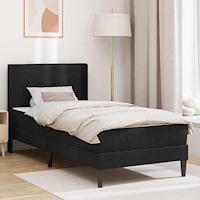 vidaXL Sängram med madrass med huvudgavel Svart 90 x 190 cm Sammet