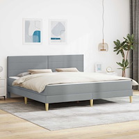 vidaXL Sängram med madrass med huvudgavel Ljusgrå 180 x 200 cm tyg