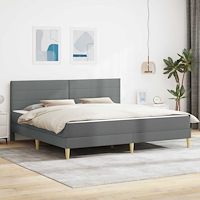 vidaXL Sängram med madrass med huvudgavel Mörkgrå 180 x 200 cm tyg