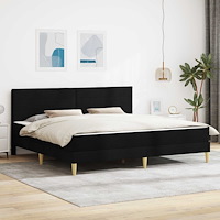 vidaXL Sängram med madrass med huvudgavel Svart 180 x 200 cm tyg