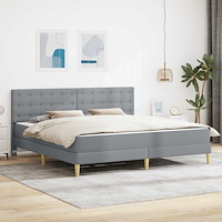 vidaXL Sängram med madrass med huvudgavel Ljusgrå 180 x 200 cm tyg