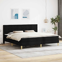 vidaXL Sängram med madrass med huvudgavel Svart 180 x 200 cm tyg