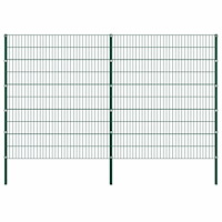 vidaXL Staketpanel med stolpar järn 349x200 cm grön