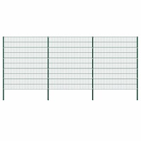 vidaXL Staketpanel med stolpar järn 522x200 cm grön