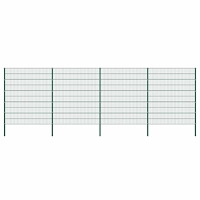 vidaXL Staketpanel med stolpar järn 694,5x200 cm grön