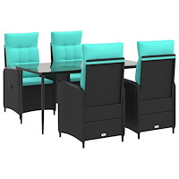 vidaXL Soffbord Set med kudde 5 pcs PE rotting och pulverlackerad stål