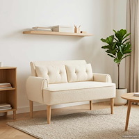 vidaXL Loveseat med knapprapport Gräddvit 117 x 67 x 77 cm Bouclé