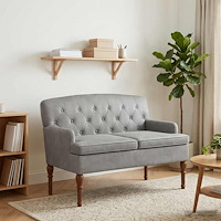 vidaXL Loveseat med knapprapport Ljusgrå 111 x 65 x 79 cm Sammet