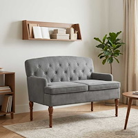 vidaXL Loveseat med knapprapport Mörkgrå 111 x 65 x 79 cm Sammet