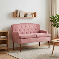 vidaXL Loveseat med knapprapport Rosa 111 x 65 x 79 cm Sammet