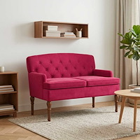 vidaXL Loveseat med knapprapport Vinröd 111 x 65 x 79 cm Sammet