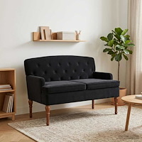 vidaXL Loveseat med knapprapport Svart 111 x 65 x 79 cm Sammet