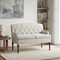 vidaXL Loveseat med knapprapport Gräddvit 111 x 65 x 79 cm Sammet