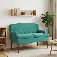 vidaXL Loveseat med knapprapport Turkos 111 x 65 x 79 cm Sammet