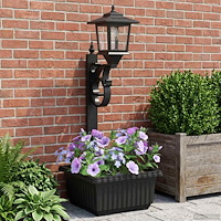 vidaXL Pollare med Blomlåda Svart 29 x 28 x 74 cm ABS och PP
