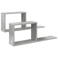 vidaXL Flytande hyllor 2 pcs Betonggrå 80 x 15 x 30 cm Konstruerat trä