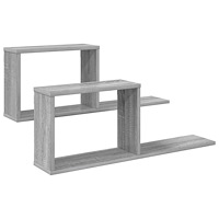 vidaXL Flytande hyllor 2 pcs Grå Sonoma 80 x 15 x 30 cm