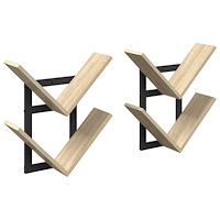 vidaXL Väggflytande Hylla 2 pcs Sonoma-ek 43 x 15 x 47 cm