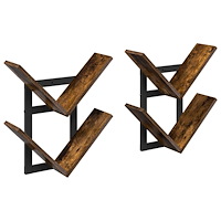 vidaXL Väggflytande Hylla 2 pcs Rökt ek 43 x 15 x 47 cm