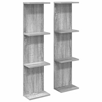 vidaXL Vägg hylla 2 pcs Grå Sonoma 25 x 15 x 100 cm Konstruerat trä