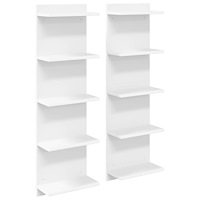 vidaXL Vägg hylla 2 pcs Vit 30 x 15 x 100 cm Konstruerat trä