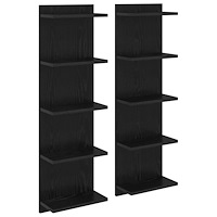 vidaXL Vägg hylla 2 pcs Svart ek 30 x 15 x 100 cm Konstruerat trä