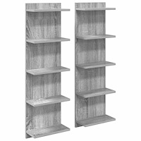 vidaXL Vägg hylla 2 pcs Grå Sonoma 30 x 15 x 100 cm Konstruerat trä
