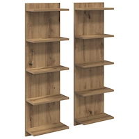 vidaXL Vägg hylla 2 pcs Artisan-ek 30 x 15 x 100 cm Konstruerat trä