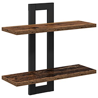 vidaXL Flytande hyllor Gammalt trä 40 x 15 x 40 cm Konstruerat trä