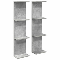 vidaXL Vägg hylla 2 pcs Betonggrå 22 x 15 x 100 cm Konstruerat trä