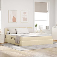 vidaXL Förvaringssäng med madrass Kräm 180 x 200 cm Konstläder