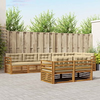 vidaXL Utomhussoffset med kudde 8 pcs Naturlig och Beige
