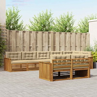 vidaXL Utomhussoffset med kudde 8 pcs Naturlig och Beige